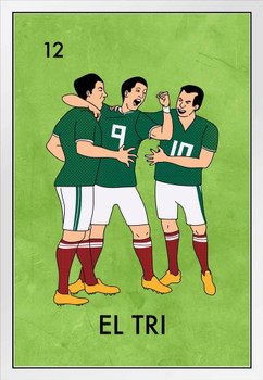 El Tri Mexico Soccer Futbol Mexican Lottery Parody Funny White Wood Framed Art Poster 14x20