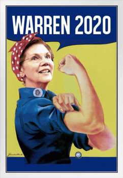 Elizabeth Warren 2020 Rosie the Riveter Campaign White Wood Framed Poster 14x20