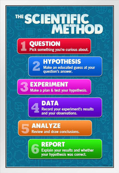 The Scientific Method Science For Classroom Chart Teacher Supplies For Classroom School Decor Teaching Learning Bulletin Board Educational Homeschool Display White Wood Framed Art Poster 14x20