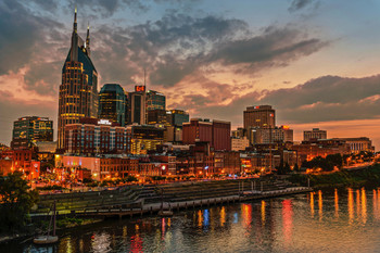 Nashville Tennessee Skyline Cumberland River Photo Photograph Cool Wall Decor Art Print Poster 18x12