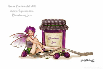 Blackberry Jam by Renee Biertempfel Fairy Fantasy Art Thick Paper Sign Print Picture 8x12