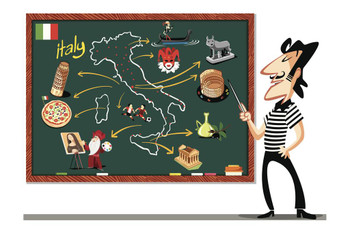 Italy Landmarks and Destinations Travel Chalkboard Thick Paper Sign Print Picture 12x8