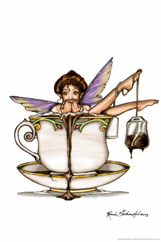 Tea Bath by Renee Biertempfel Fairy Fantasy Art Thick Paper Sign Print Picture 8x12