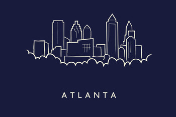 Atlanta City Skyline Pencil Sketch Cool Wall Decor Art Print Poster 18x12
