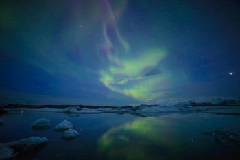 Beautiful Aurora Borealis over Jokulsarlon Lagoon Photo Photograph Thick Paper Sign Print Picture 12x8