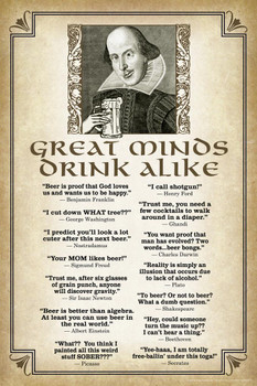 Great Minds Drink Alike Quotes Humor Thick Paper Sign Print Picture 8x12