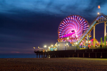 Santa Monica Pier Pacific Roller Coaster Santa Monica California Photo Photograph Thick Paper Sign Print Picture 12x8