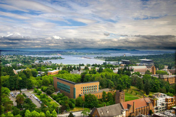 University of Washington UW UDub Seattle Aerial View Photo Photograph Thick Paper Sign Print Picture 12x8