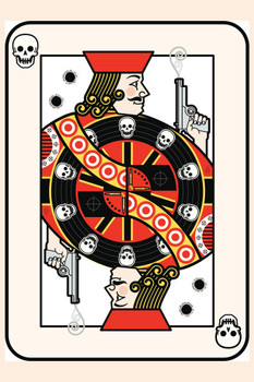 Jack of Bullets Playing Card With Handguns Retro Poker Cards Game Cool Wall Decor Art Print Poster 12x18