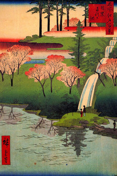Utagawa Hiroshige Chiyogaike Pond Meguro River Japanese Art Poster Traditional Japanese Wall Decor Hiroshige Woodblock Landscape Artwork Nature Asian Print Decor Thick Paper Sign Print Picture 8x12