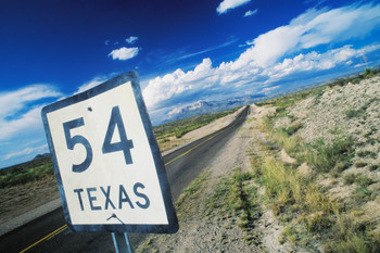 Close Up of a Distance Sign Texas SR 54 Roadside Photo Photograph Cool Wall Decor Art Print Poster 18x12