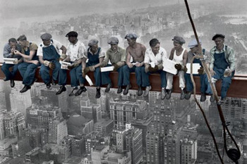 Charles C Ebbets Lunch Atop A Skyscraper Crossbeam RCA Building Rockefeller Color Cool Wall Decor Art Print Poster 36x24