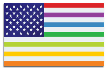 USA United States Rainbow Gay Lesbian Rights Flag Thick Paper Sign Print Picture 12x8