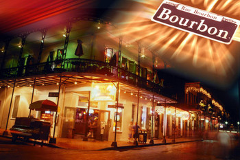 Bourbon Street at Night New Orleans Louisiana Photo Photograph Thick Paper Sign Print Picture 12x8