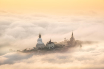 Fog Over Big Buddha Statue Temple Bangkok Photo Photograph Cool Wall Decor Art Print Poster 18x12