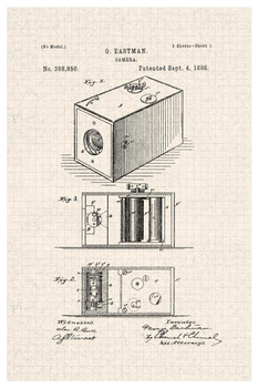 First Film Camera By George Eastman Official Patent Diagram Thick Paper Sign Print Picture 8x12