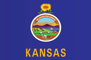 Kansas State Flag Seal Poster Topeka Kansas City Sunflower State Flag Education Patriotic American Flag Thick Paper Sign Print Picture 12x8
