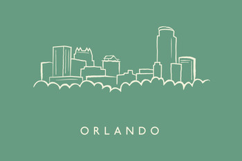 Orlando City Skyline Pencil Sketch Cool Wall Decor Art Print Poster 18x12