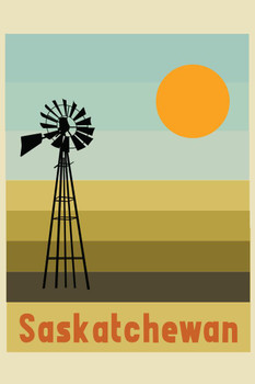 Saskatchewan Renewable Energy Retro Travel Art Print Thick Paper Sign Print Picture 8x12