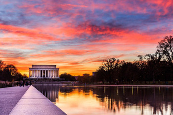 Sunset at the Lincoln Memorial Washington DC Photo Photograph Thick Paper Sign Print Picture 12x8