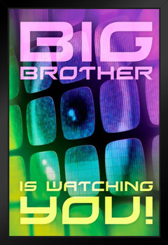 Big Brother Is Watching You Totalitarian Government State Warning Sign Cool Wall Decor Art Print Black Wood Framed Poster 14x20