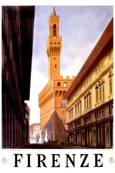 Laminated Italy Firenze Florence Visit Historic City Vintage Illustration Travel Poster Dry Erase Sign 12x18