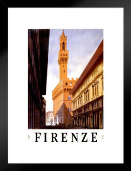 Italy Firenze Florence Visit Historic City Vintage Illustration Travel Cool Wall Decor Matted Framed Wall Decor Art Print 20x26