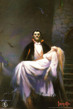 Laminated Frank Frazetta Dracula's Bride Horror Fantasy Artwork Vampire Monster Classic Retro Vintage Movie Spooky Scary Halloween Decorations Poster Dry Erase Sign 12x18