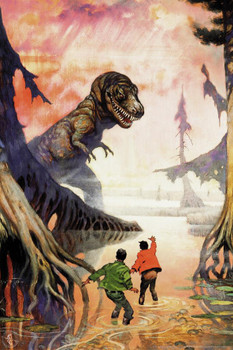 Frank Frazetta T Rex Swamp Dinosaur Science Fiction Fantasy Artwork Artist SciFi Comic Book Cover Retro Vintage Tyrannosaurus Rex Cool Huge Large Giant Poster Art 36x54