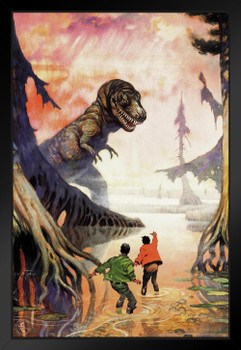 Frank Frazetta T Rex Swamp Dinosaur Science Fiction Fantasy Artwork Artist SciFi Comic Book Cover Retro Vintage Tyrannosaurus Rex Matted Framed Art Wall Decor 20x26