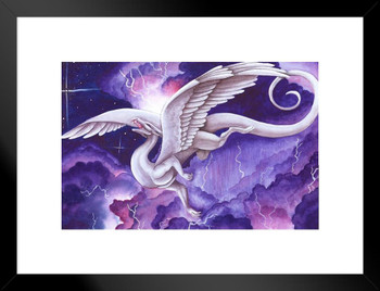Storm Dancer by Carla Morrow Thunder Lightning Purple Sky Dragon Fantasy Cool Wall Decor Matted Framed Wall Decor Art Print 20x26