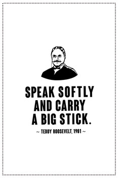 Laminated President Theodore Roosevelt Speak Softly and Carry a Big Stick Famous Motivational Inspirational Quote Icon Poster Dry Erase Sign 24x36