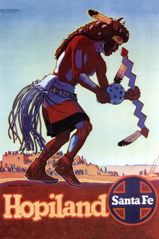 Laminated Santa Fe Railway Hopiland Indian Reservation Vintage Travel Poster Dry Erase Sign 24x36