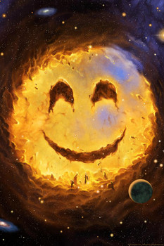 Laminated Galaxy Smile Happy Face by Vincent Hie Funny Art Print Poster Dry Erase Sign 24x36