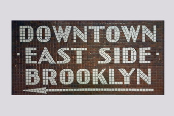 Laminated New York City Subway Mosaic Sign Downtown East Side Brooklyn Poster Dry Erase Sign 36x24