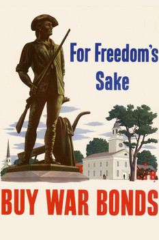Laminated For Freedoms Sake Buy War Bonds WPA War Propaganda Poster Dry Erase Sign 24x36