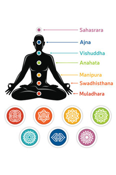 Laminated Chakras Buddhist Meditation Relaxation Harmony Poster Dry Erase Wall Art 24x36