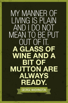 Laminated George Washington My Manner Of Living Is Plain Olive Poster Dry Erase Sign 24x36