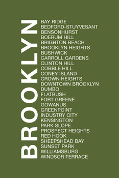 Laminated Neighborhoods Brooklyn Astoria Brooklyn Heights Dumbo Flatbush Long Island City Green Poster Dry Erase Sign 24x36