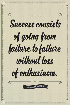 Laminated Success Winston Churchill Famous Motivational Inspirational Quote Teamwork Inspire Quotation Gratitude Positivity Motivate Sign Word Art Good Vibes Empathy Poster Dry Erase Sign 24x36