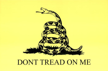 Laminated Gadsden Flag Historical Dont Tread On Me Rattlesnake Coiled Ready To Strike Yellow Poster Dry Erase Sign 24x36