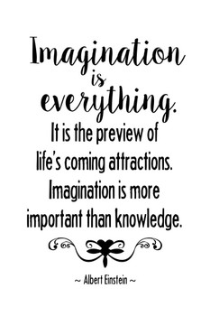 Laminated Albert Einstein Imagination Is Everything Lifes Coming Attractions Motivational White Poster Dry Erase Sign 24x36