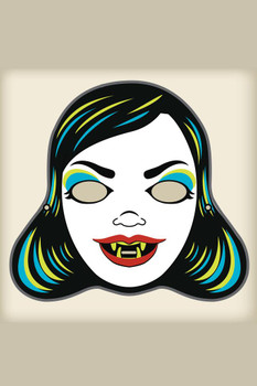 Laminated Vampire Mistress Vintage Mask Costume Cutout Spooky Scary Halloween Decoration Poster Dry Erase Sign 24x36