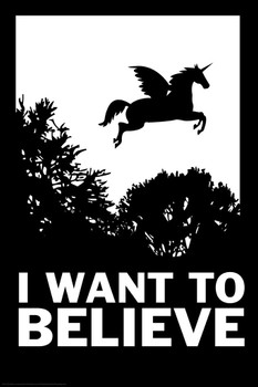 Laminated I Want To Believe Unicorn Funny Poster Dry Erase Sign 24x36