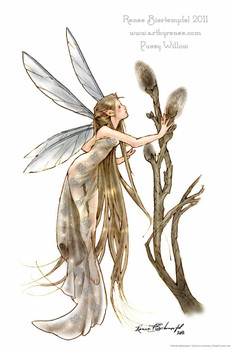 Laminated Pussy Willow by Renee Biertempfel Fairy Fantasy Art Poster Dry Erase Sign 24x36