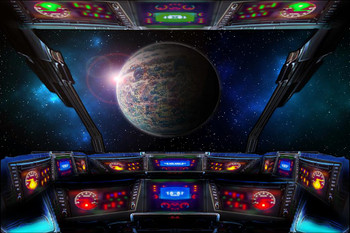 Laminated Planet G Gliese 581g Exoplanet From Spaceship Cockpit Art Print Poster Dry Erase Sign 36x24