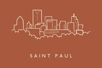 Laminated Saint Paul Skyline Pencil Sketch Art Print Poster Dry Erase Sign 36x24