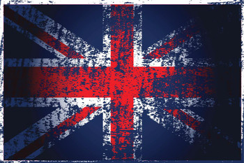 Laminated United Kingdom Union Jack Flag with Brush Strokes Art Print Poster Dry Erase Wall Art 24x36
