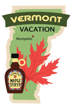 Laminated Vermont Retro Travel Sticker Art Print Poster Dry Erase Sign 24x36