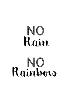 Laminated No Rain No Rainbow Art Print Poster Dry Erase Sign 24x36